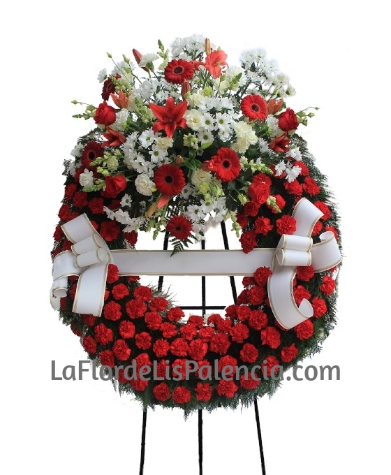 Corona Funeraria Roja y Blanca